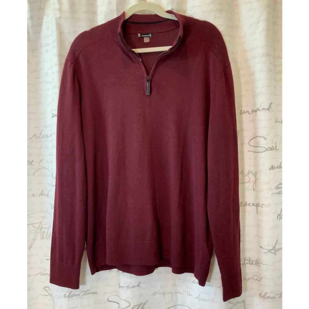 Smartwool Men's XL Wool Blend 1/4 Zip Pullover Sweater Maroon Burgundy